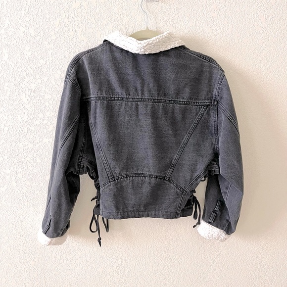 Zara Shearling Denim Jacket - Picture 2 of 4